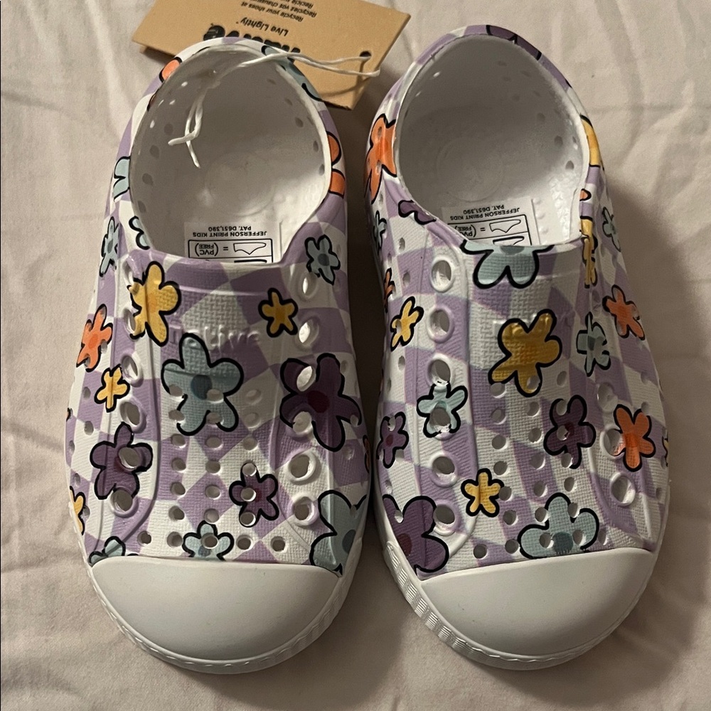 Native Kids Floral Purple Slip-On Sneakers